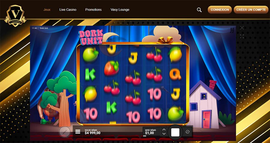 capture d'écran jeu Dork Unit sur vasy casino