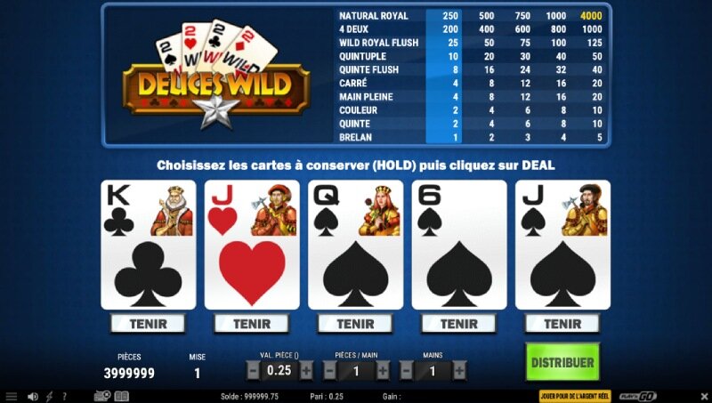 capture d'écran video poker deuces wild mh