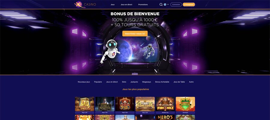 capture d'écran d'accueil de x1 casino