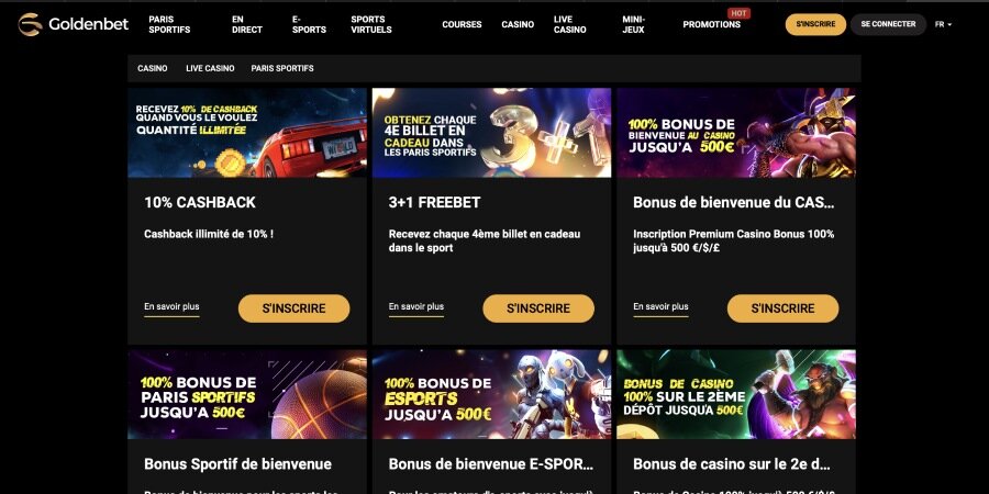 capture d'écran promotions goldenbet casino